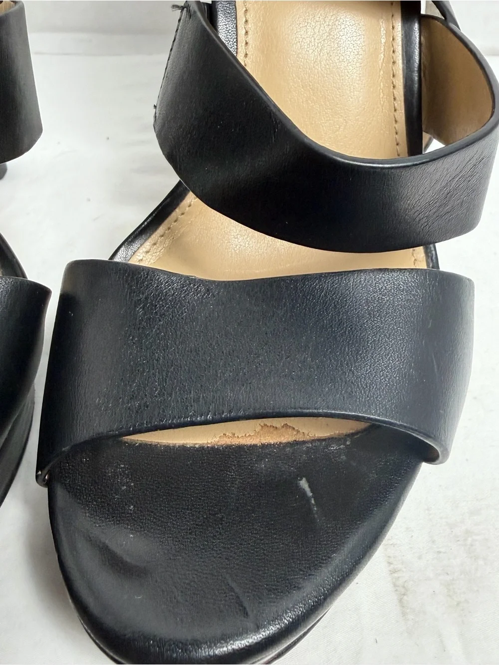 Michael Kors Black Leather Strappy Heeled Sandals with Silver Buckle